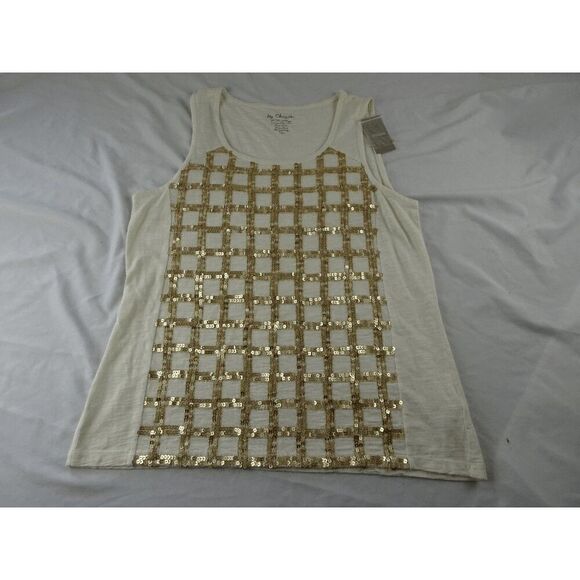 Chico's Shine Sequin Women Tank Top Size 2 - Picture 5 of 9